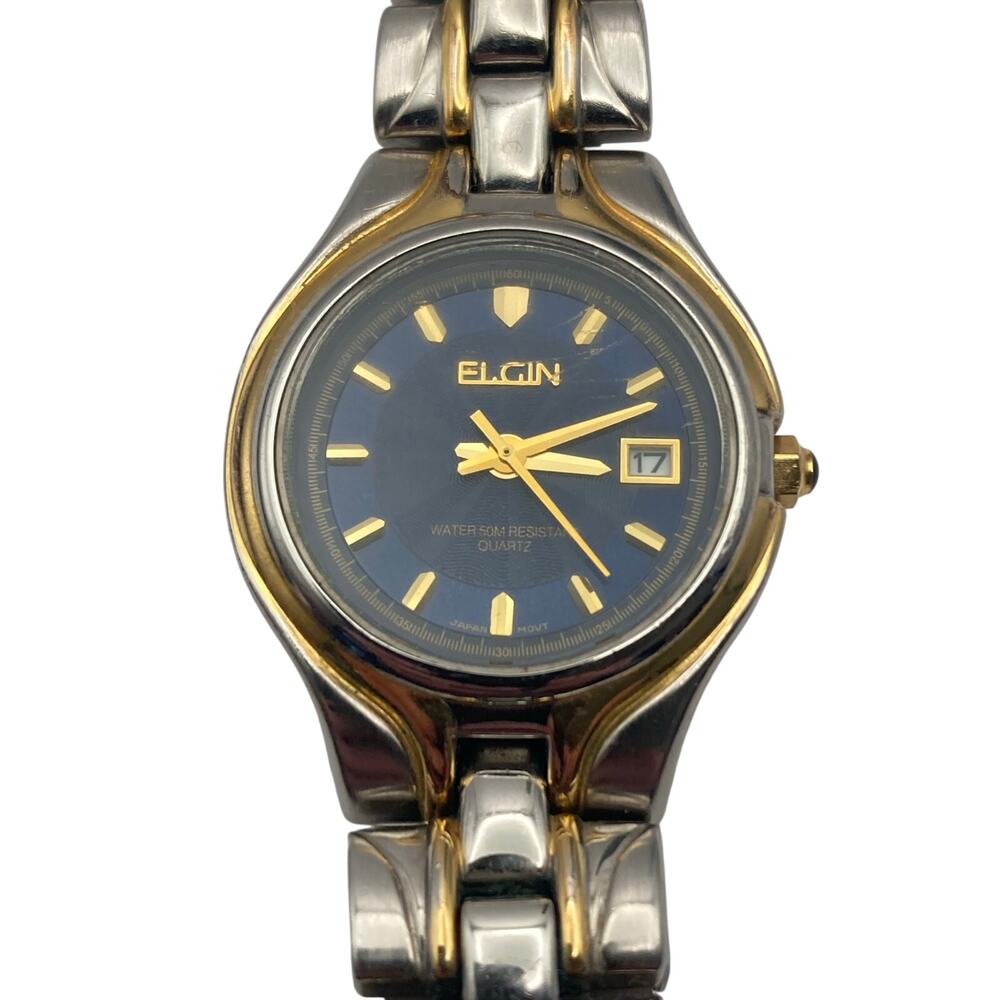 VTG Elgin Women's Bracelet Watch 27mm - New Battery - Date Wrist 5-5.25